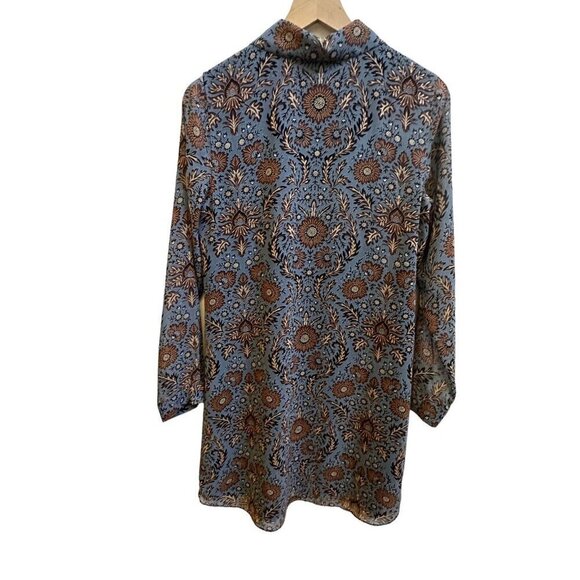 Cabi Provincial Dress Sheer Sleeve Bohemian Floral Sz Small Blue 3295‎ - Picture 9 of 9
